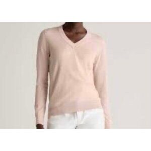 Quince Cashmere Cotton Blend V Neck Fall Sweater Lightweight Pink Sz S NWT